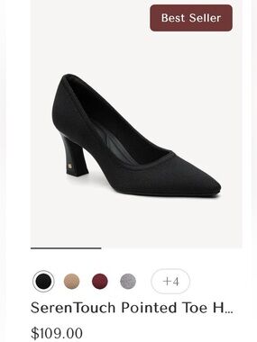 Cosy Island SerenTouch Black Pointed-Toe Mid Heel Pump